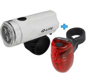 Bicycle Light Set - Headlight and Taillight - White (25.4)