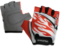 Girl Half Finger Cycling Gloves - White/ Brick Red
